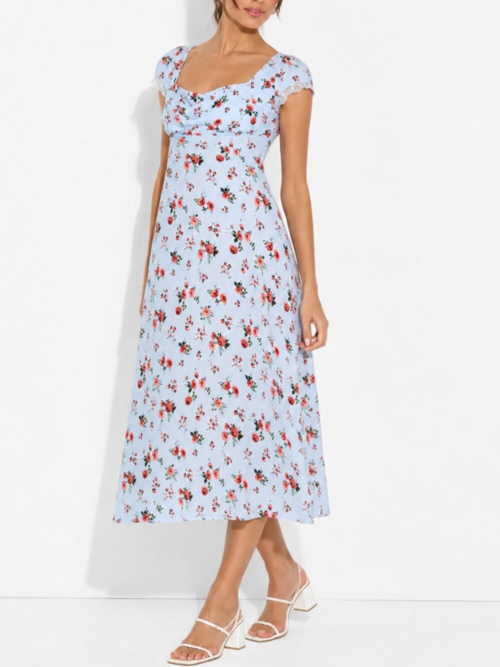 Wild Fable Floral Baby Blue Maxi Dress Medium Cottagecore Grandmacore Coquette